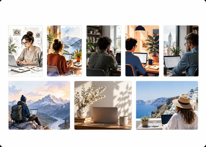 Un sélecteur de style visuel présentant divers exemples d’images éditoriales