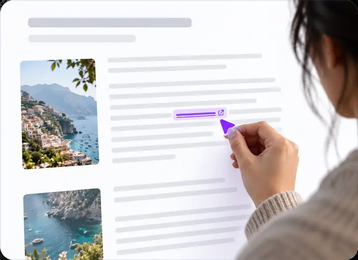 Un éditeur d’articles mettant en évidence un lien contextuel pertinent vers un site web
